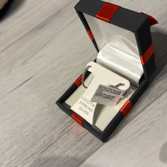 Diamond Sterling Silver Women’s Hoop Earrings - Picture 3 of 5